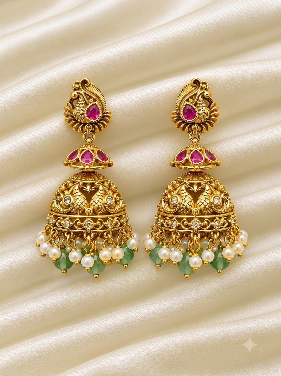 Peacock Jhumka Earrings 2