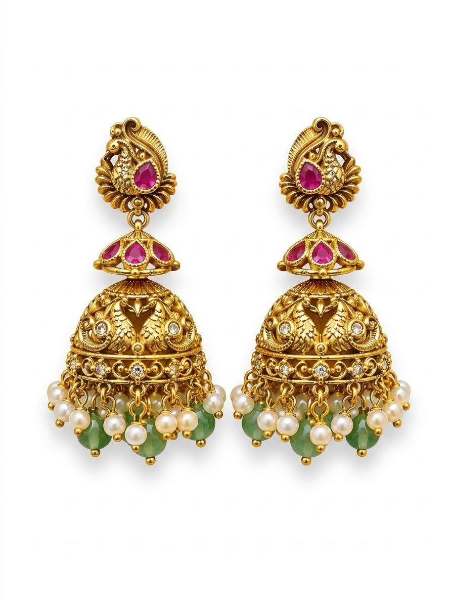 Peacock Jhumka Earrings