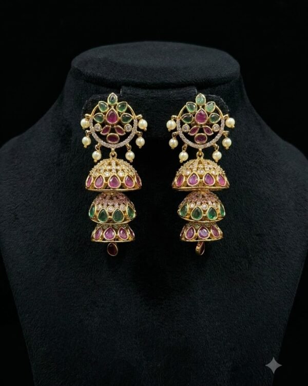 Layered Jhumka Drop Earrings