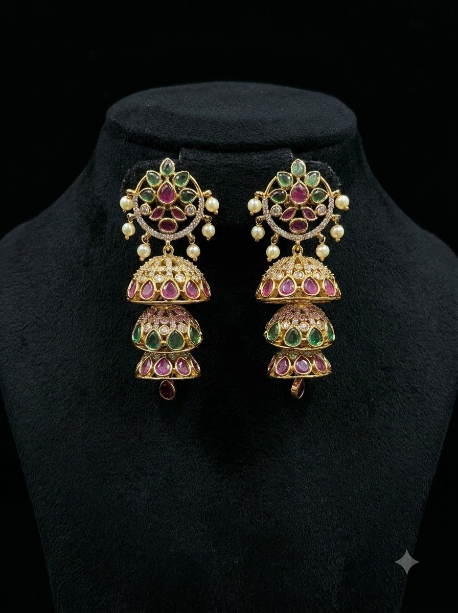 Layered Jhumka Drop Earrings