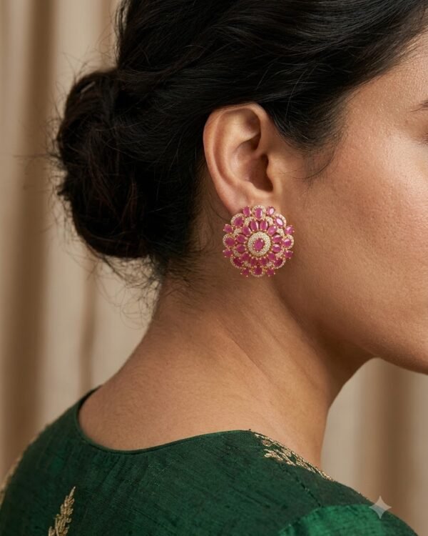 Ruby Flower Studs