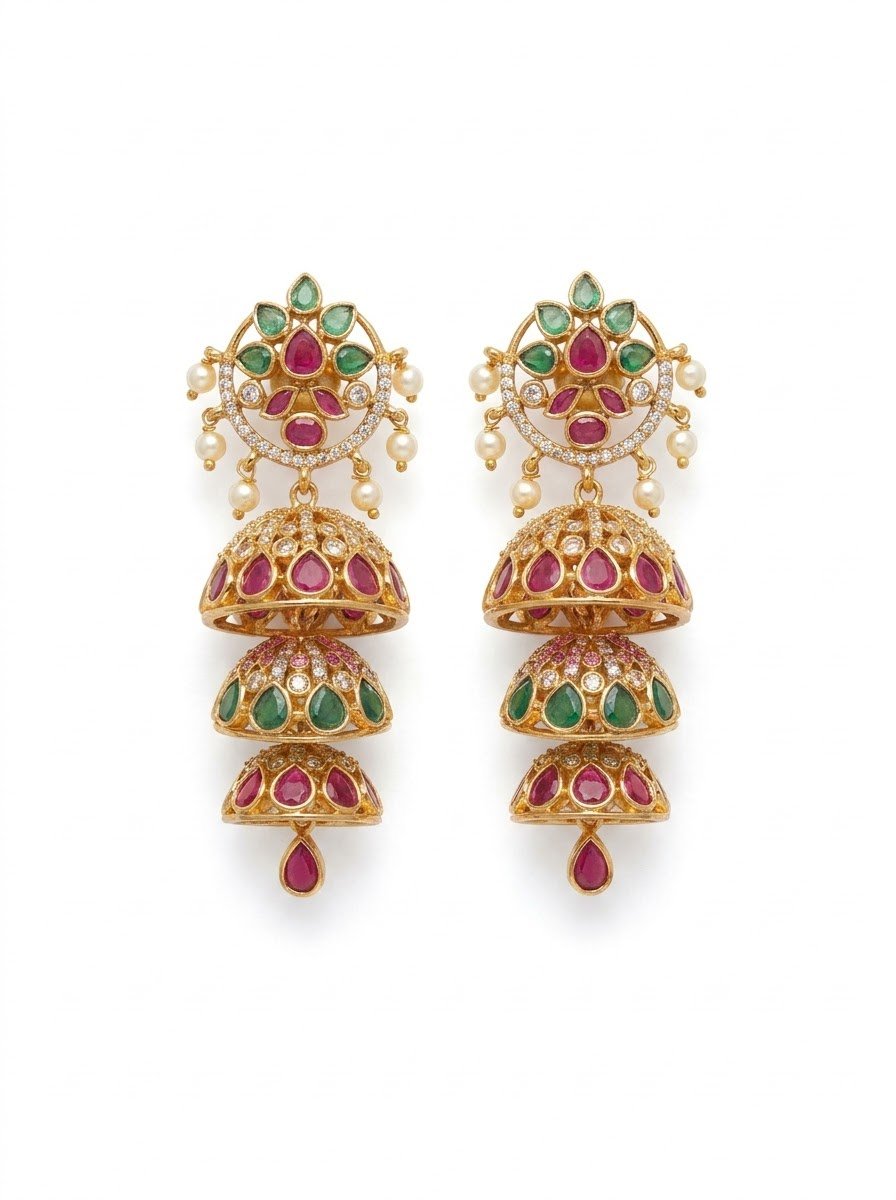 Layered Jhumka Drop Earrings 3