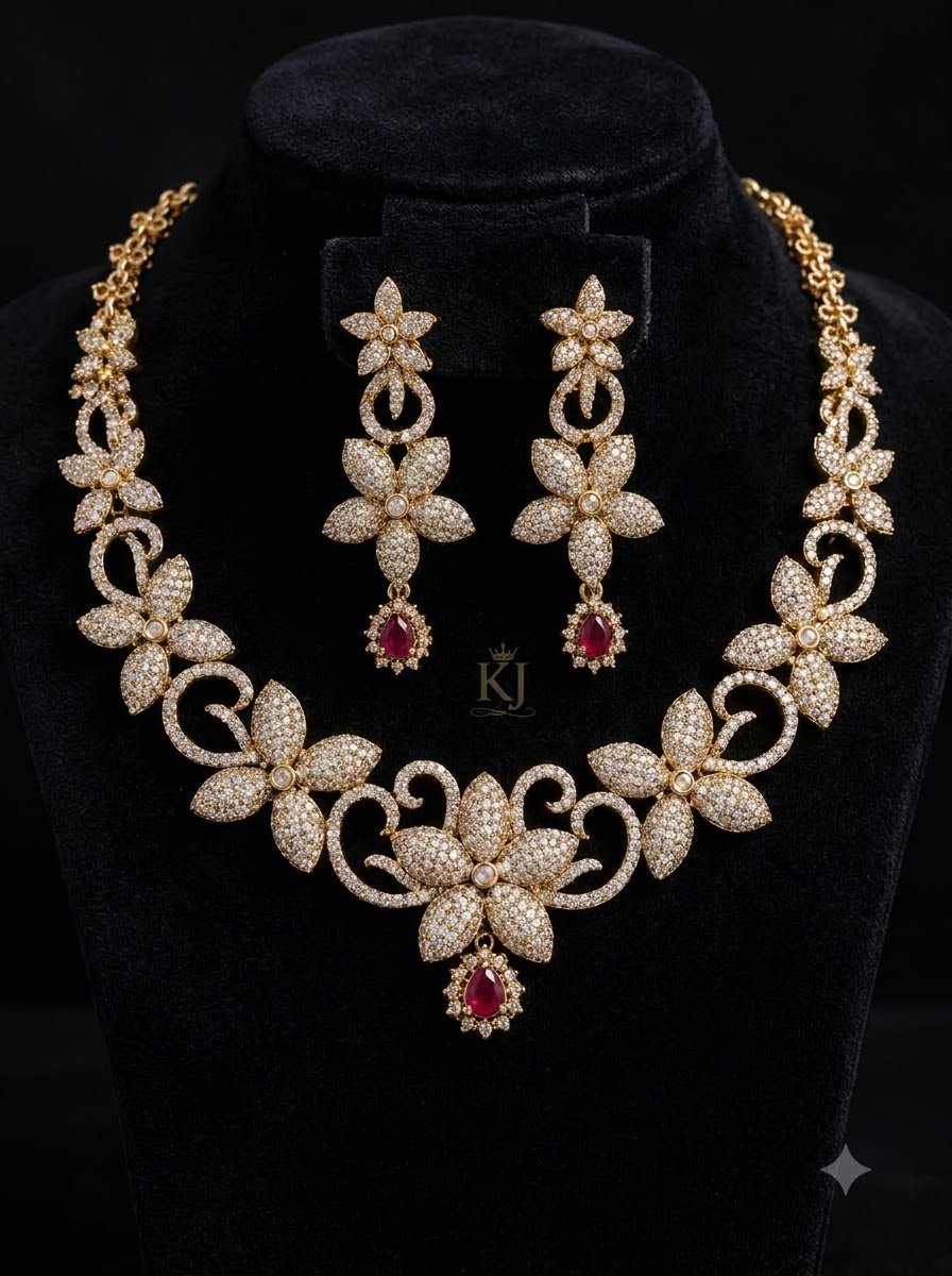 Sparkle Flower Necklace Set 3