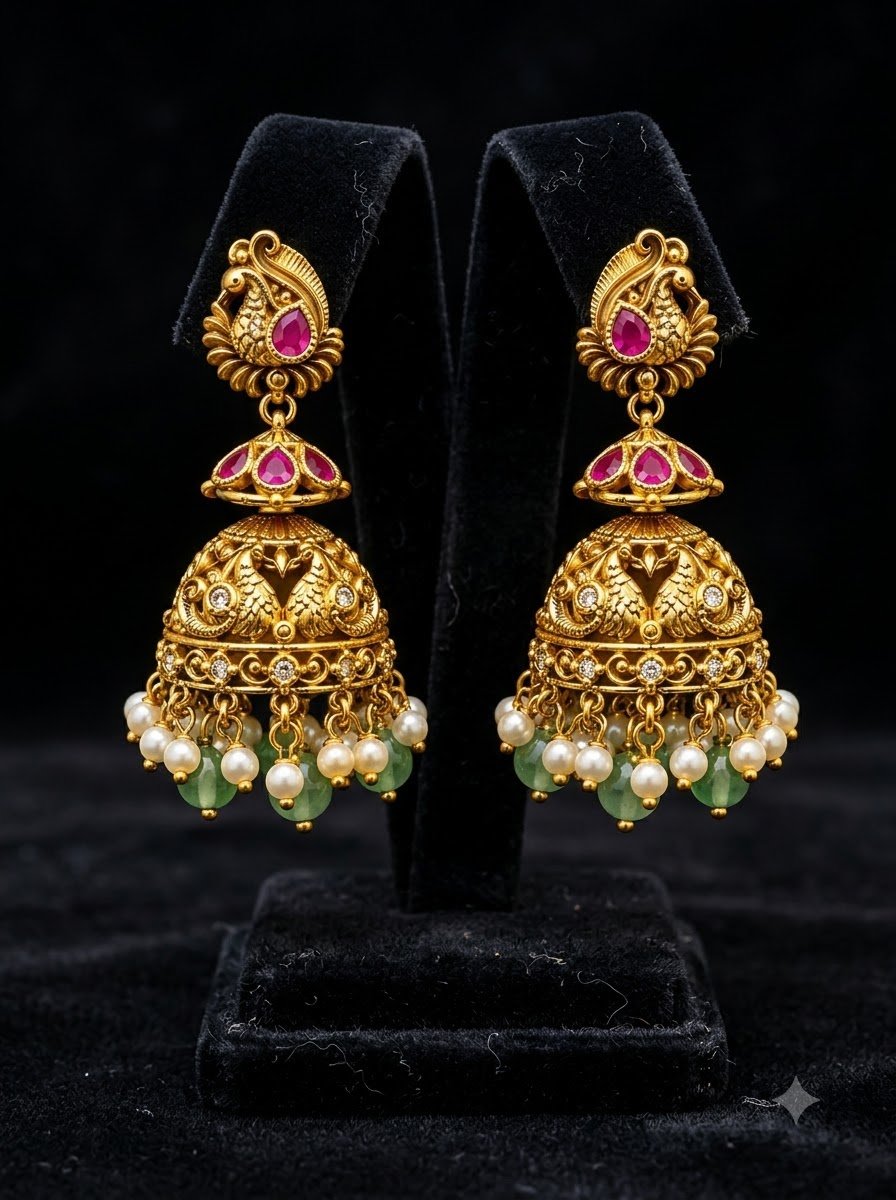 Peacock Jhumka Earrings 4